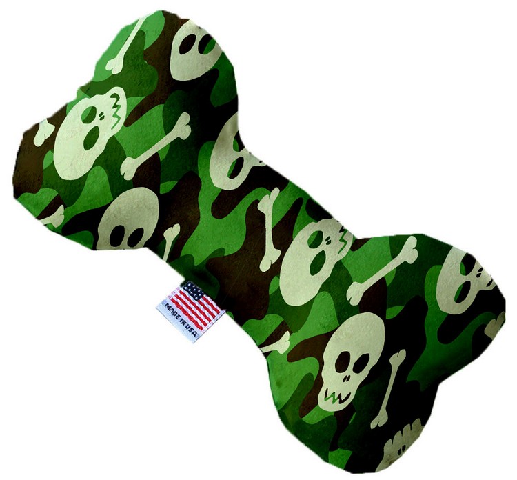 Green Camo Skulls 6 Inch Canvas Bone Dog Toy